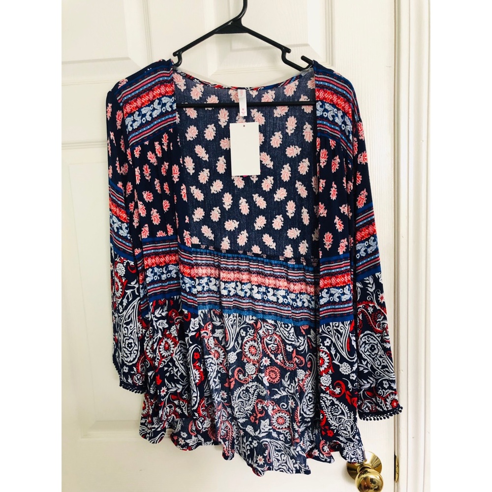 Red/White/Blue Paisley Kimono